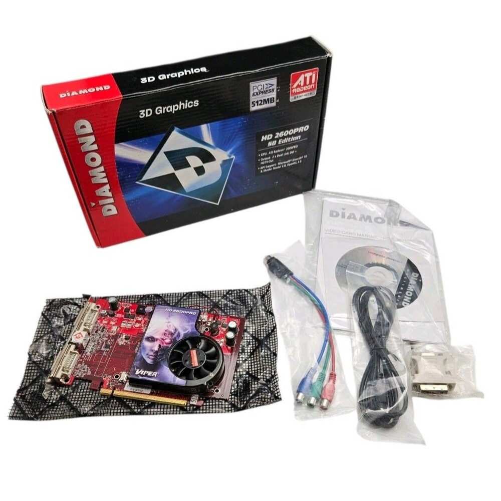 Diamond Viper Radeon HD 2600 PRO 512MB PCIe Video Card Retro Gaming PC Boxed